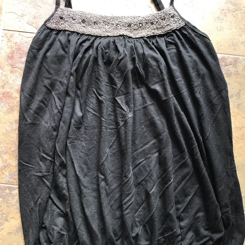 Black Tank with beaded neckline